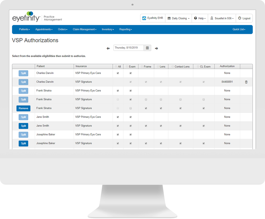 Eyefinity Practice Management - VSP Authorizations Eyefinity Practice Management - VSP Authorizations