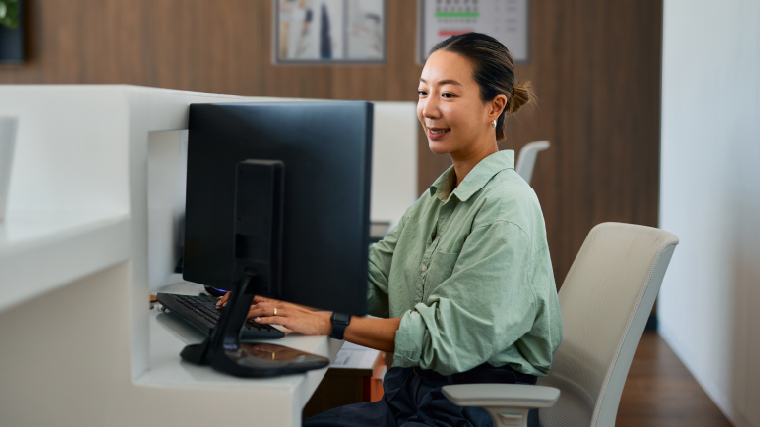 woman at desktop